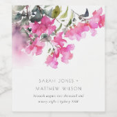 ボホピンクグリーン熱帯ブーゲンビリア結婚ズ ワインラベル (シングルラベル)