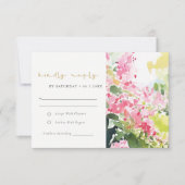 ボホピンクグリーン熱帯ブーゲンビリア結婚ズ 出欠カード (正面)