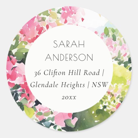 ボホピンクグリーン熱帯ブーゲンビリーアアドレス ラウンドシール (正面)