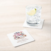 ボホピンクコースト女性のカーボーイブーツブライダルシャワー スクエアペーパーコースター (インサイチュ)