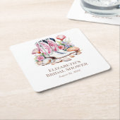 ボホピンクコースト女性のカーボーイブーツブライダルシャワー スクエアペーパーコースター (アングル)