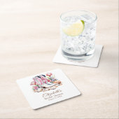 ボホピンクコースト女性のカーボーイブーツブライダルシャワー スクエアペーパーコースター (インサイチュ)