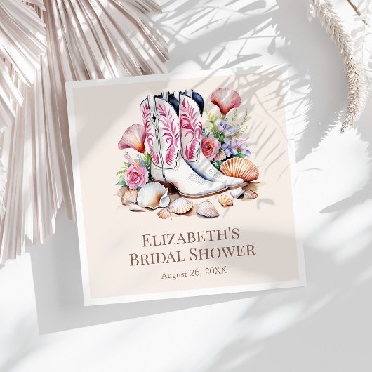 ボホピンクコースト女性のカーボーイブーツブライダルシャワー スタンダードカクテルナプキン