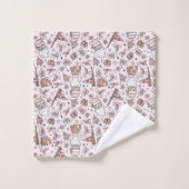 ボホピンクサガーリーンタクリスマスドードルズ バスタオルセット (ウォッシュタオル)