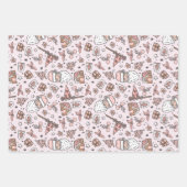 ボホピンクサガーリーンタクリスマスドードルズ ラッピングペーパーシート (正面3)