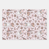 ボホピンクサガーリーンタクリスマスドードルズ ラッピングペーパーシート (正面2)