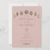 ボホピンクシャインムーンフェイズモダンブライダルシャワー 招待状 (正面)