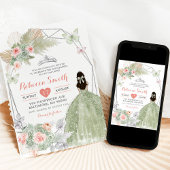 ボホピンクセージグリーンフローラ幾何学模様15アニョス 招待状