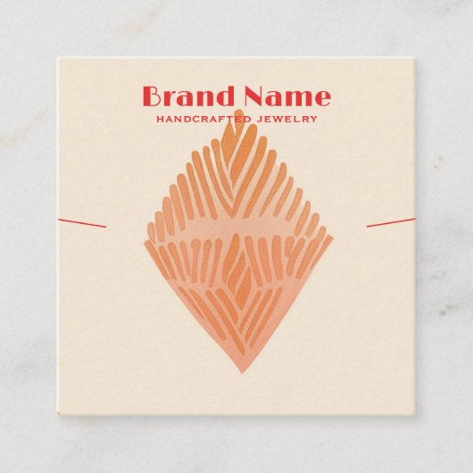 ボホピンクチャームミニマリストアートネックレスディスプレイ スクエア名刺 (正面)