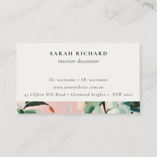 ボホピンクティール(緑がかった色)グリーン絵を描フローラアポンティ 名刺 (裏面)