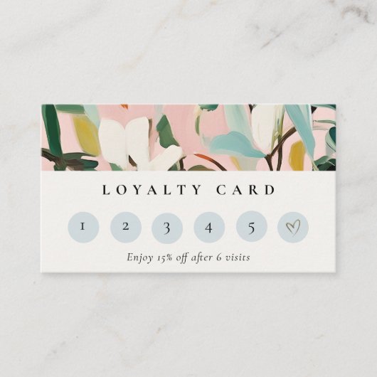 ボホピンクティール（緑がかった色）グリーン絵を描フローラロイヤリティ 名刺 (正面)