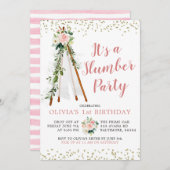 ボホピンクテペスランバーパーティー誕生日招待状 招待状 (正面/裏面)