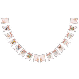 ボホピンクデイジーハッピーバースデーフォトマイルストーン バンティングフラッグ