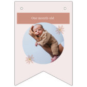 ボホピンクデイジーハッピーバースデーフォトマイルストーン バンティングフラッグ (第2の旗)