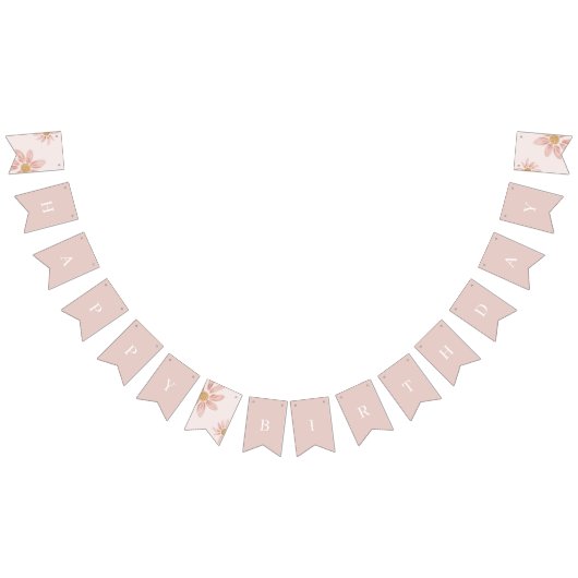 ボホピンクデイジーハッピーバースデーフローラ バンティングフラッグ (全)
