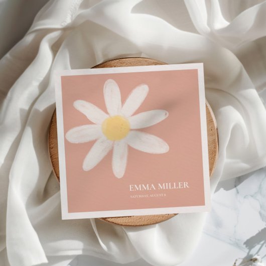 ボホピンクデイジーフローラナプキンス スタンダードカクテルナプキン