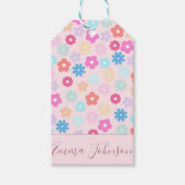 ボホピンクデイジー花柄 ギフトタグ (正面)
