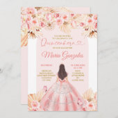 ボホピンクドレスフローラプリンセスキンセアニラ 招待状 (正面/裏面)