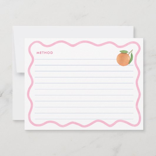 ボホピンクドードルシトラスブライダルシャワーレシピカード 招待状 (裏面)
