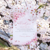 ボホピンクバタフライキスフローラガールベビーシャワー サンキューカード