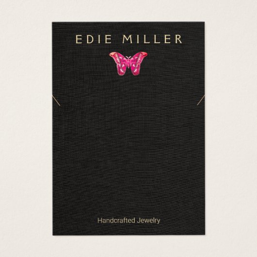 ボホピンクバタフライネックレスブレスレットディスプレイカード (正面)