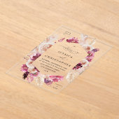 ボホピンクパンパスグラス結婚フローラ アクリル招待状 (レイダウン)