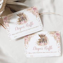 ボホピンクパンパスハイランドカウオムツラッフル エンクロージャーカード