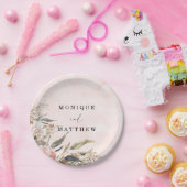 ボホピンクピーニーパンパスグラス結婚ズ ペーパープレート (パーティー)