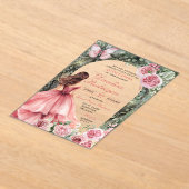 ボホピンクフォレお洒落ストキンセアニェラ アクリル招待状 (レイダウン)