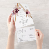 ボホピンクフレームパンパスグラスフローラ2 オールインワン招待状 (貼ってはがせる)