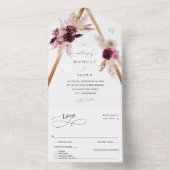 ボホピンクフレームパンパスグラスフローラ2 オールインワン招待状 (内側)