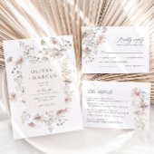 ボホピンクフレームワイルドフラワー結婚式招待状 招待状