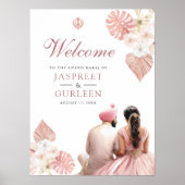 ボホピンクフローラアナンド結婚カラジのウェルカムサイン ポスター (正面)