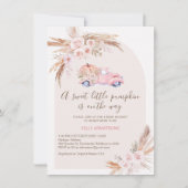 ボホピンクフローラアーチパンプキントラックベビーシャワー 招待状 (正面)