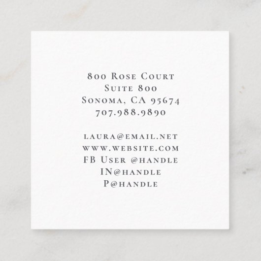 ボホピンクフローライベントプランナー名刺 スクエア名刺 (裏面)