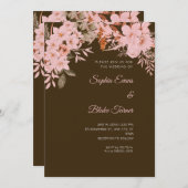 ボホピンクフローラウィンターモチャブラウン結婚ズ 招待状 (正面/裏面)