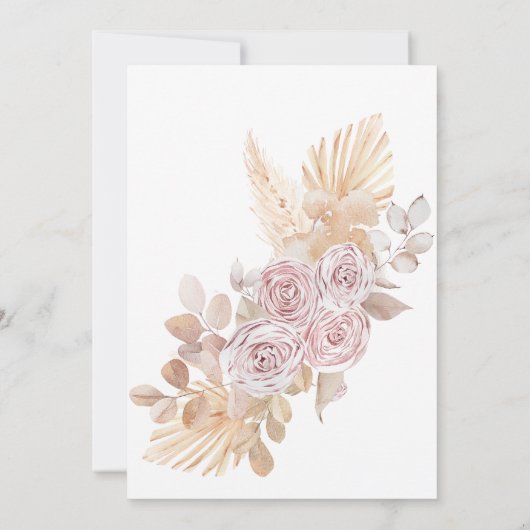 ボホピンクフローラオーバーザレインボー誕生日インビタット 招待状 (裏面)