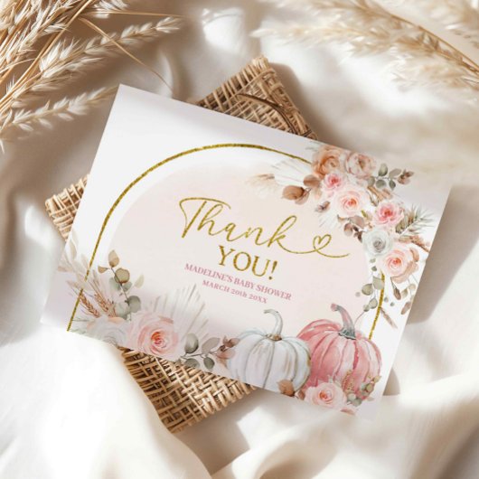 ボホピンクフローラカボチャサンキューカード エンクロージャーカード