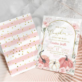 ボホピンクフローラカボチャ秋の赤ちゃんシャワー 招待状