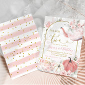 ボホピンクフローラカボチャ茶2つの秋誕生日 招待状