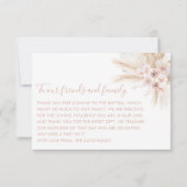 ボホピンクフローラガールズバプテスマ《キリスト教》洗礼式や命名式 サンキューカード (裏面)