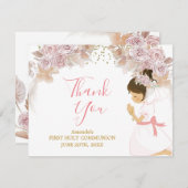 ボホピンクフローラガールファースト聖体十字架 サンキューカード (正面/裏面)