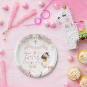 ボホピンクフローラガールファースト聖体十字架 ペーパープレート (パーティー)