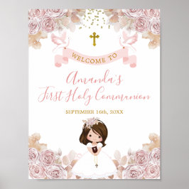 ボホピンクフローラガールファースト聖餐式へようこそ ポスター