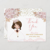 ボホピンクフローラガールファースト聖餐式 サンキューカード (正面/裏面)