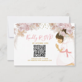 ボホピンクフローラガール1st聖域Rsvpカード サンキューカード