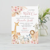 ボホピンクフローラサファリガールベビーシャワー招待 招待状 (スタンド正面)