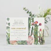 ボホピンクフローラサボテン動物水彩誓の更新 招待状 (スタンド正面)