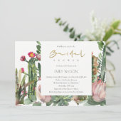 ボホピンクフローラサボテン葉ブライダルシャワー招待具 招待状 (スタンド正面)