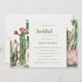 ボホピンクフローラサボテン葉ブライダルシャワー 招待状 (正面)